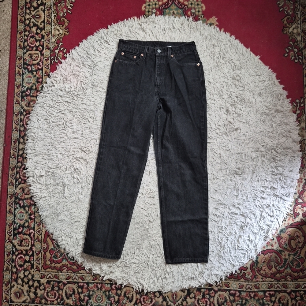 Womens Levis Jeans Washed Black Slim Fit Straight Leg Size 10 High Waist Indie ✨